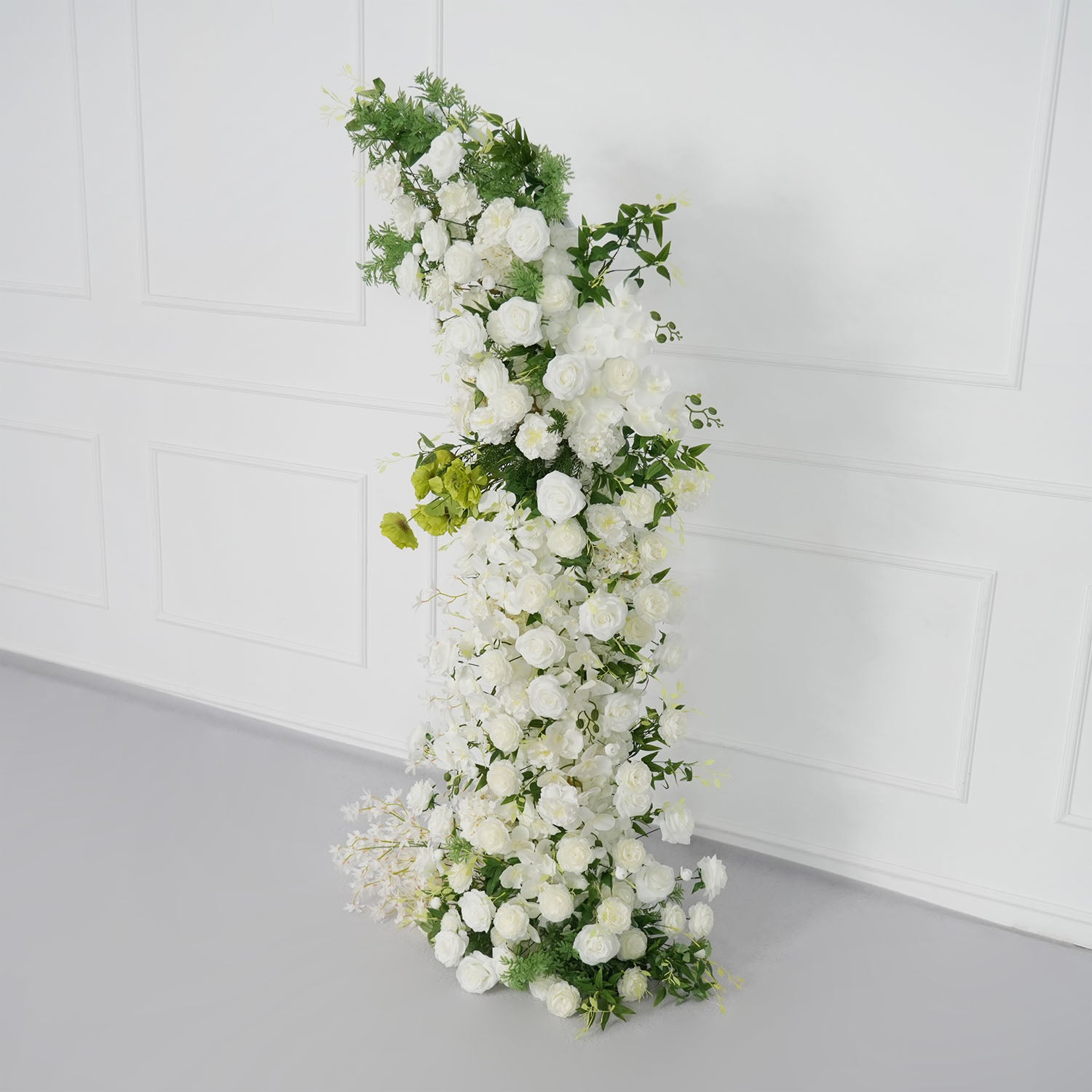 Uflower White Rose Green Leaf Floral Horn Arch Wedding Party Backdrop Decor